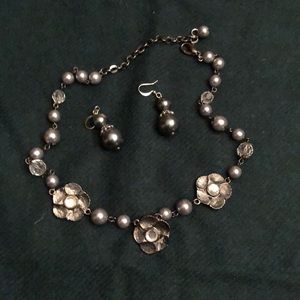 Grey beaded 18” necklace